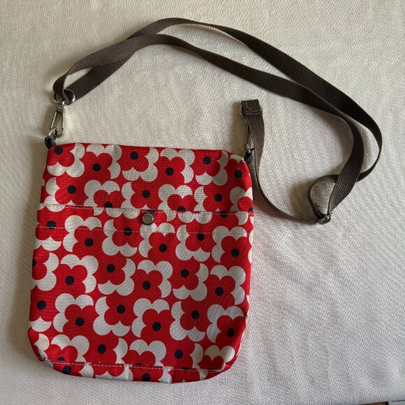 Orla Kiely Target Crossbody Bag Purse Red White Black Geometric Flower - Picture 1 of 6